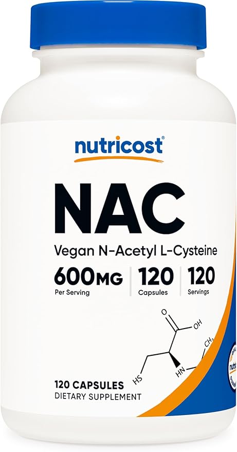 Nutricost N-Acetyl L-Cysteine (NAC) 600mg, 180 Capsules - Non-GMO, Gluten Free