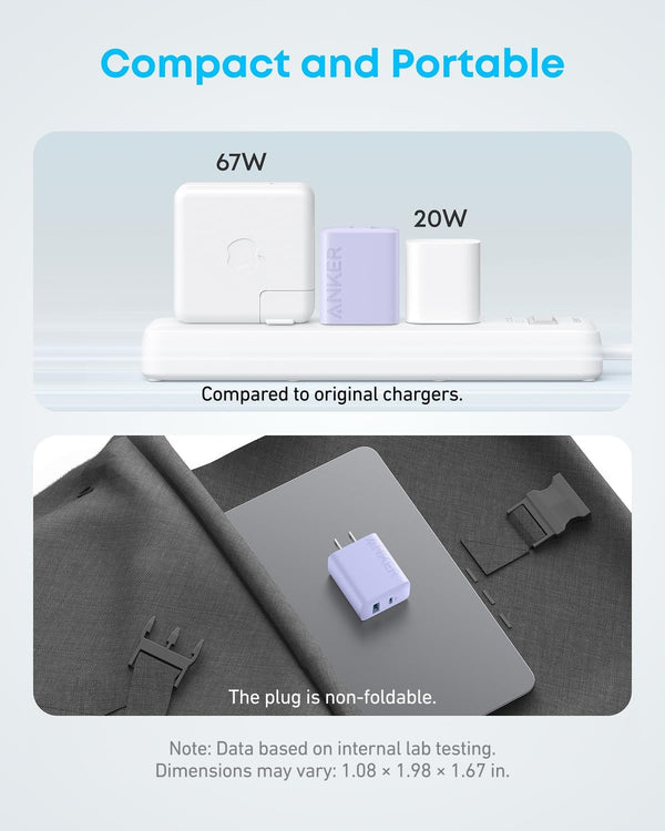 Anker iPhone 16 Charger, 2-Pack 20W Fast USB C Charger Block, for iPhone 16/16 Pro Max/15 Series/iPad Pro and More (Black, 2 Pack & 2 Cable)