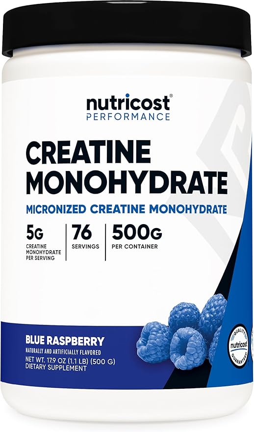 Nutricost Creatine Monohydrate Micronized Powder 500G, 5000mg Per Serv (5g) - 100 Servings, 17.9 Oz