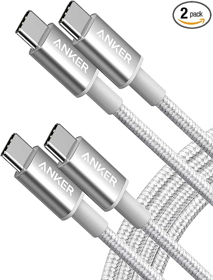 Anker USB C to USB C Cable, Type-C 60W Fast Charging Cable (6FT, 2Pack) for iPhone 16 Series, iPad mini 6 and More (Silver)